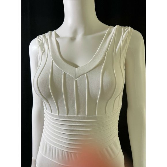 Colorful Women's Mini Dress Bodycon White Spandex V-Neck Sleeveless One Size - Picture 3 of 11